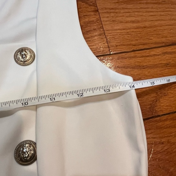 White Symphony Romper with Gold Lion Buttons - Picture 6 of 8